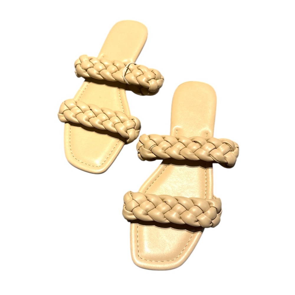 Women’s Stylish Braided Tan Slide Sandals - Size 10 - NWT